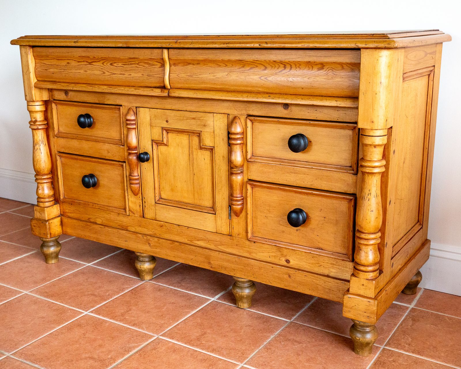 Antique Lancashire Dresser Base Pine 1850 Blonde Buffet Sideboard Commode English Country House Farmhouse 19th Century V.Ictorian