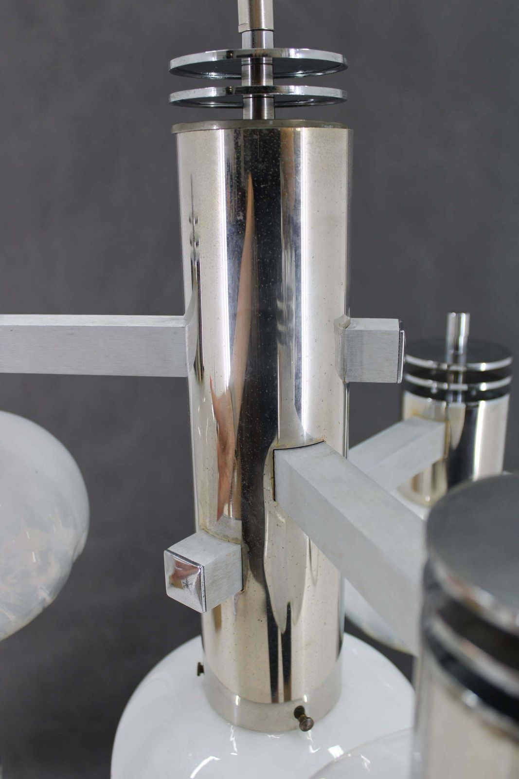 Lighting 1970s Chrome Plated Chandelier With Murano Glass , Italy photo