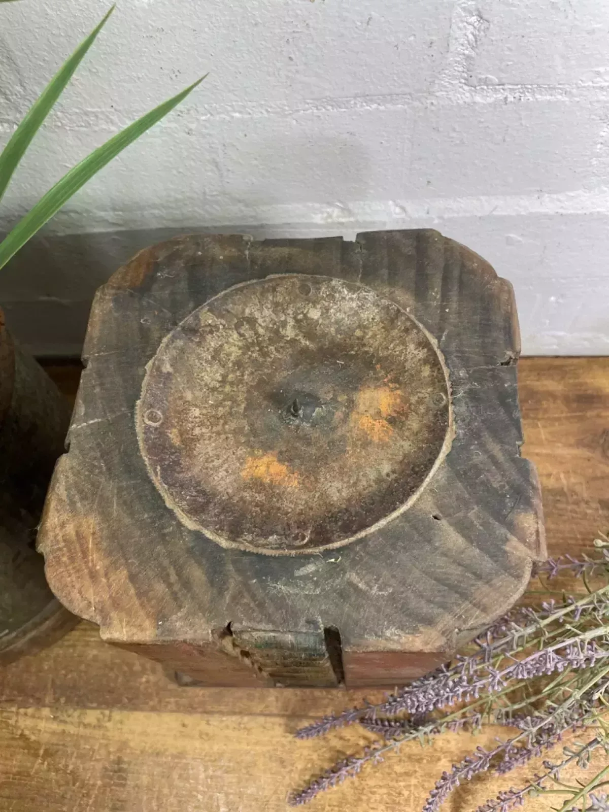 Vintage Reclaimed Hand Carved Indian Wooden Pillar Base Candle Holder Plinth photo Home Decor