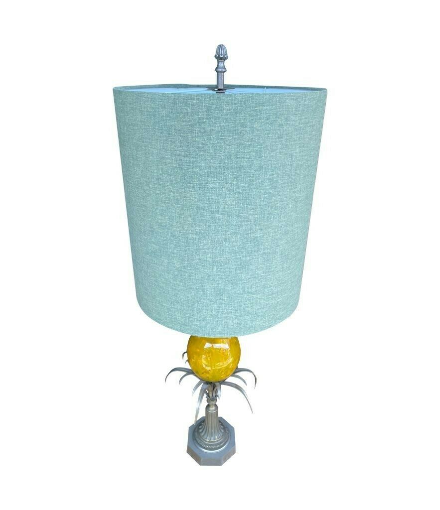 A Large 1960s Maison Charles Style Yellow Egg Lamp With New Bespoke Linen Shade photo buy