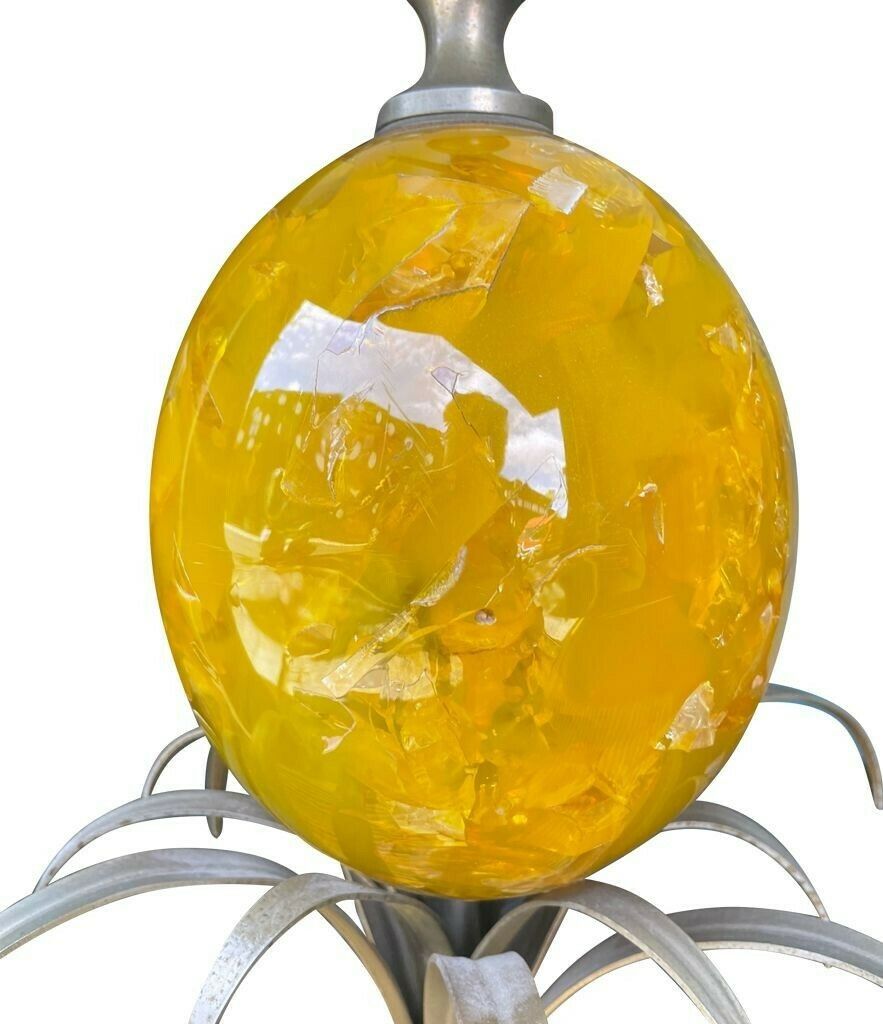photo vinterior A Large 1960s Maison Charles Style Yellow Egg Lamp With New Bespoke Linen Shade