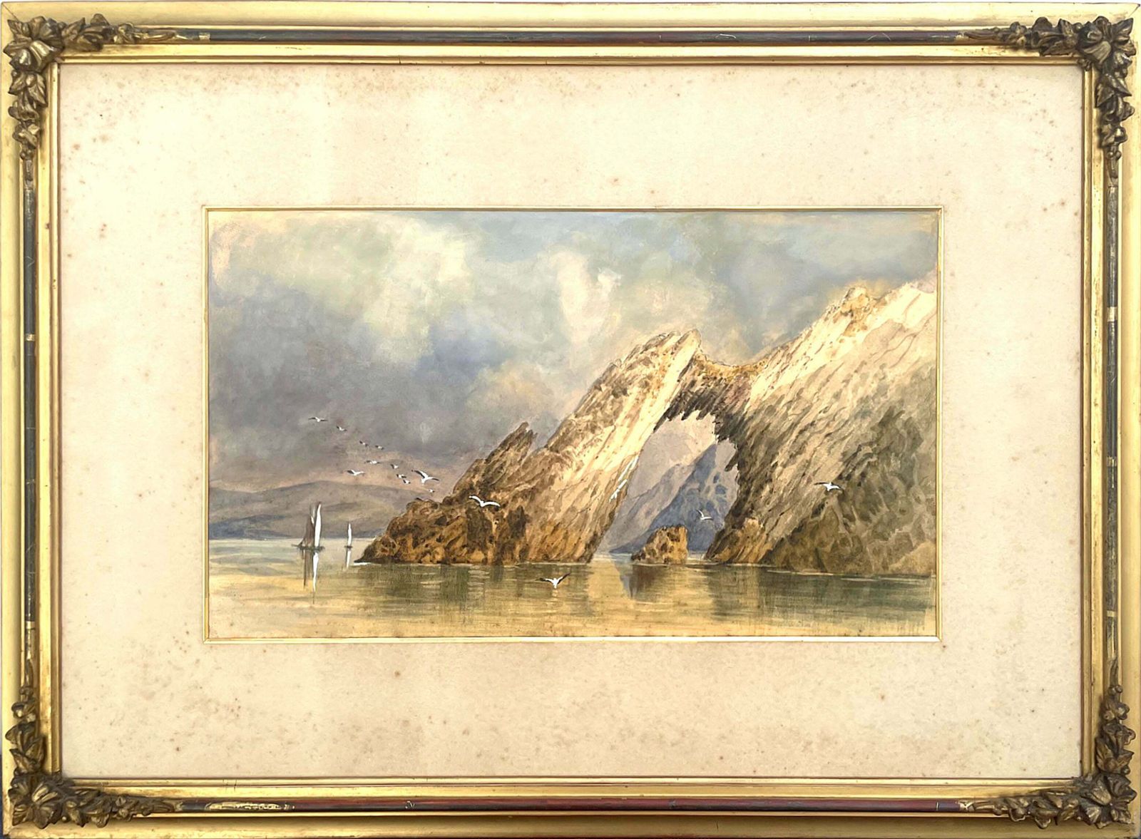 Superb C19th English School Watercolour Depicting A Cornish Coastal Scene photo furniture