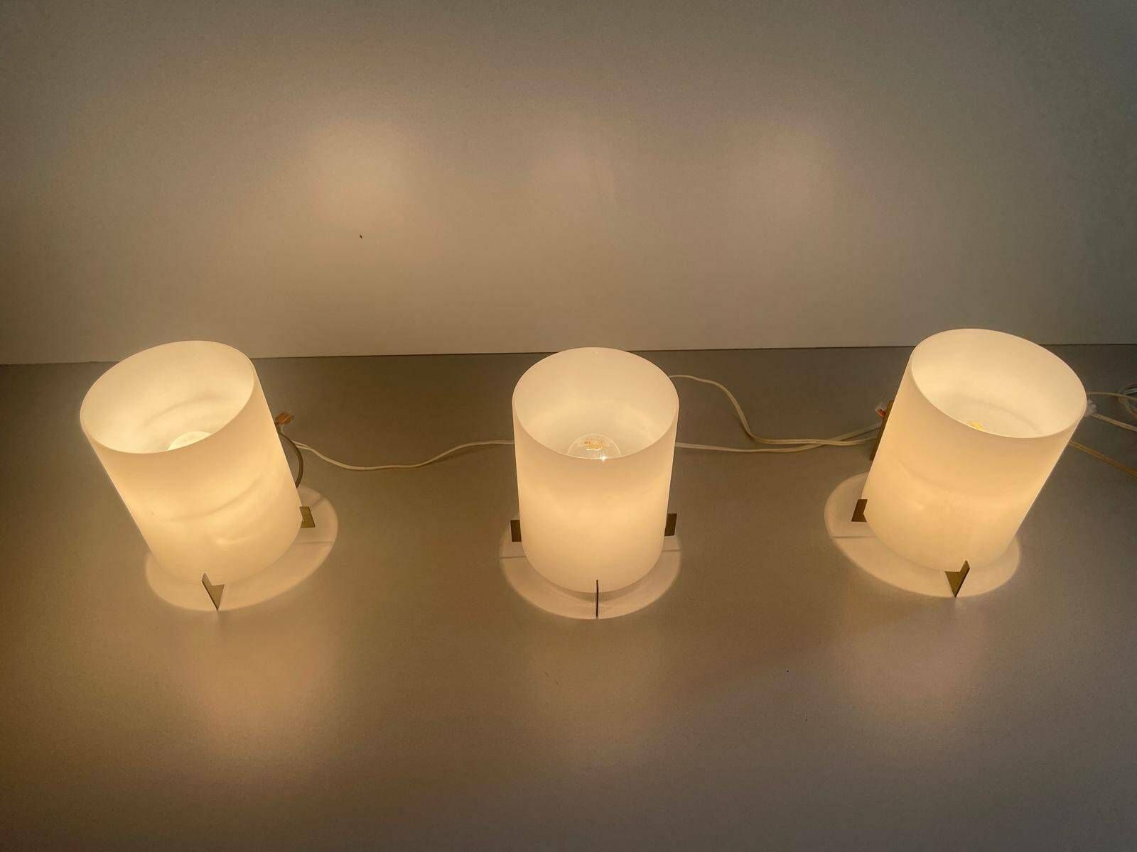 photo for sale Italian Design Opal Glass Set Of 3 Sconces By Ignazio Gardella For Azucena, 1950s, Italy