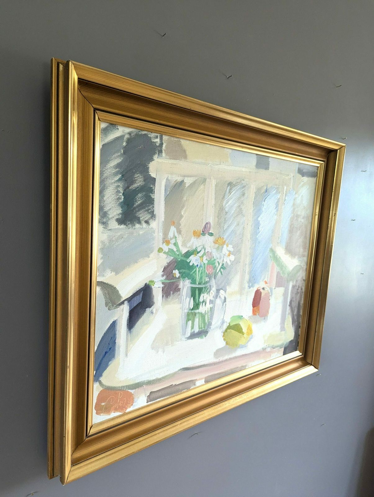 Still Life With White Chair Oil Painting photo for sale