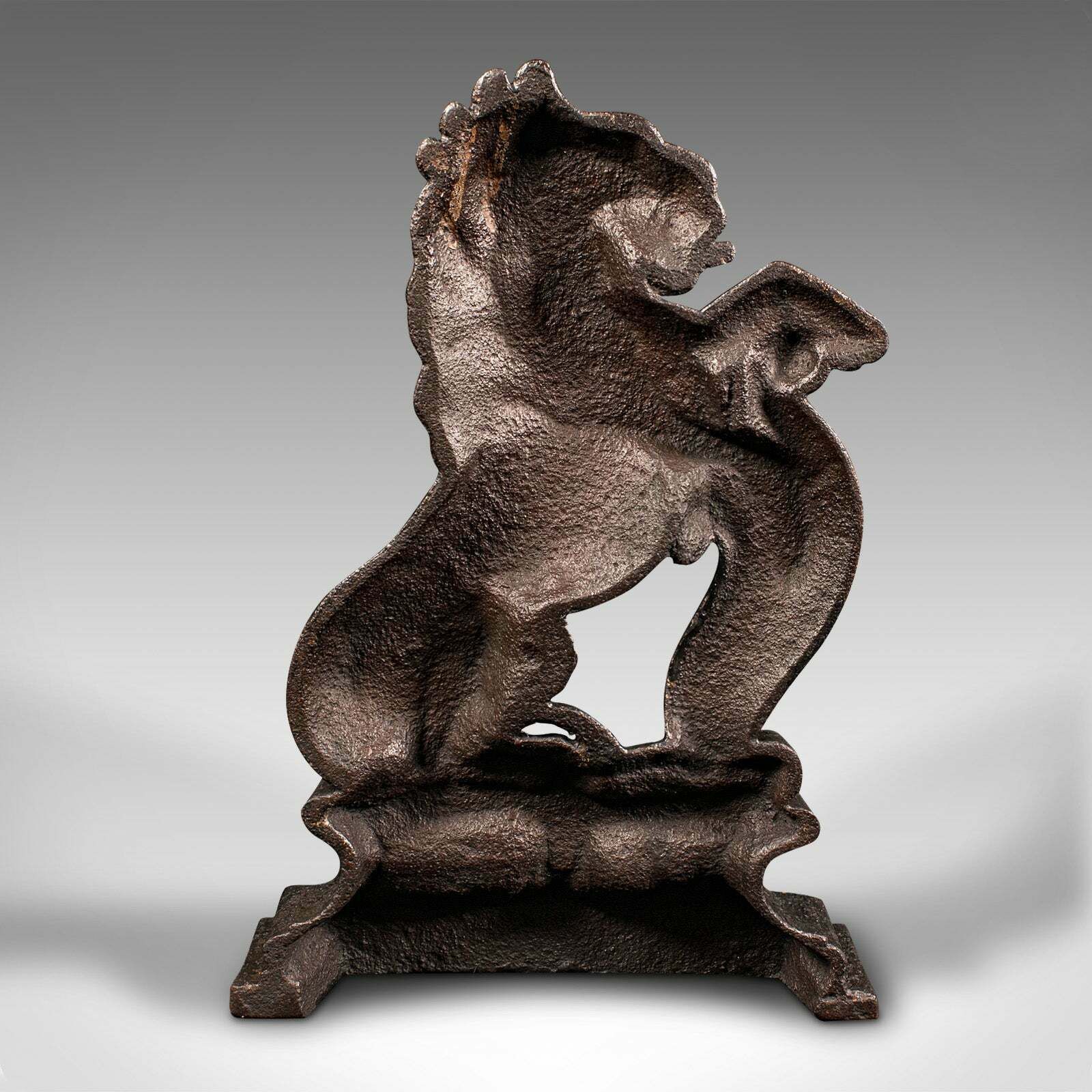 Antique Lion Rampant Doorstop, English, Cast Iron, Decor, Door Keeper, Victorian photo for sale