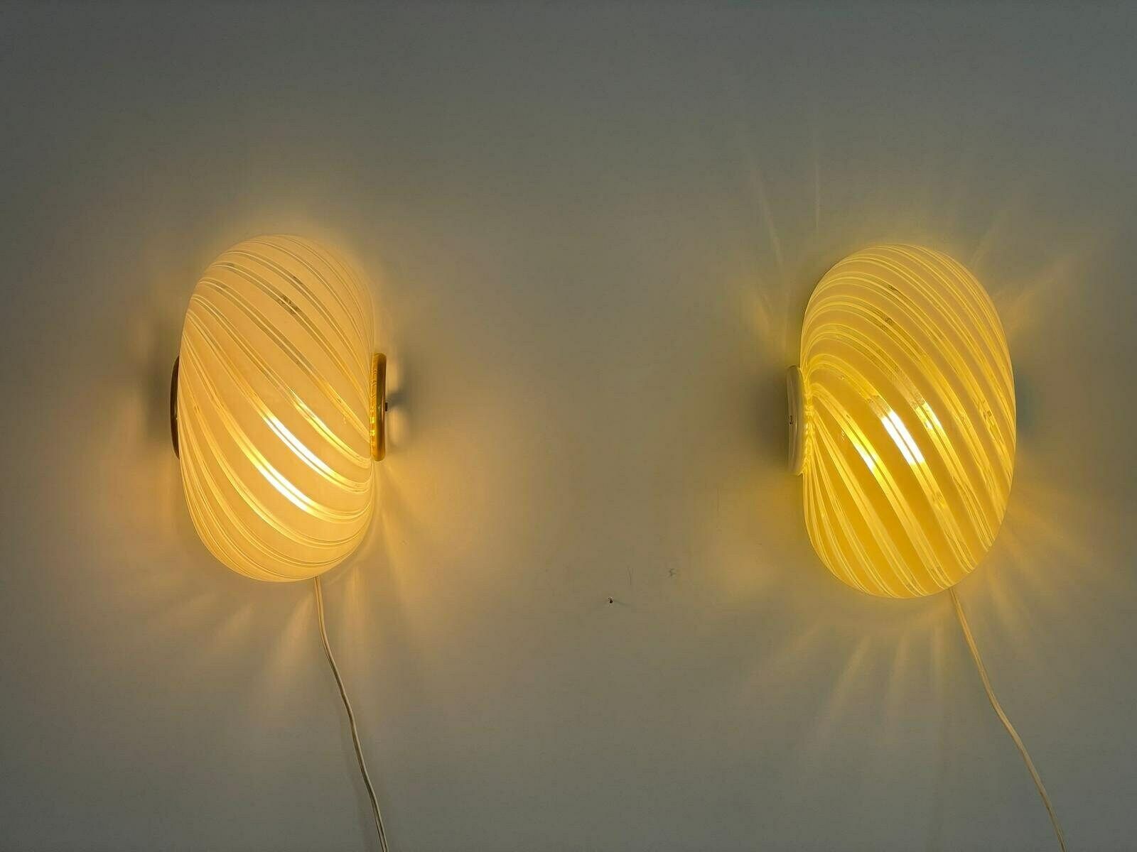 Swirl Pattern Murano Glass Pair Of Sconces By F.Fabbian, 1970s, Italy photo 1632.0