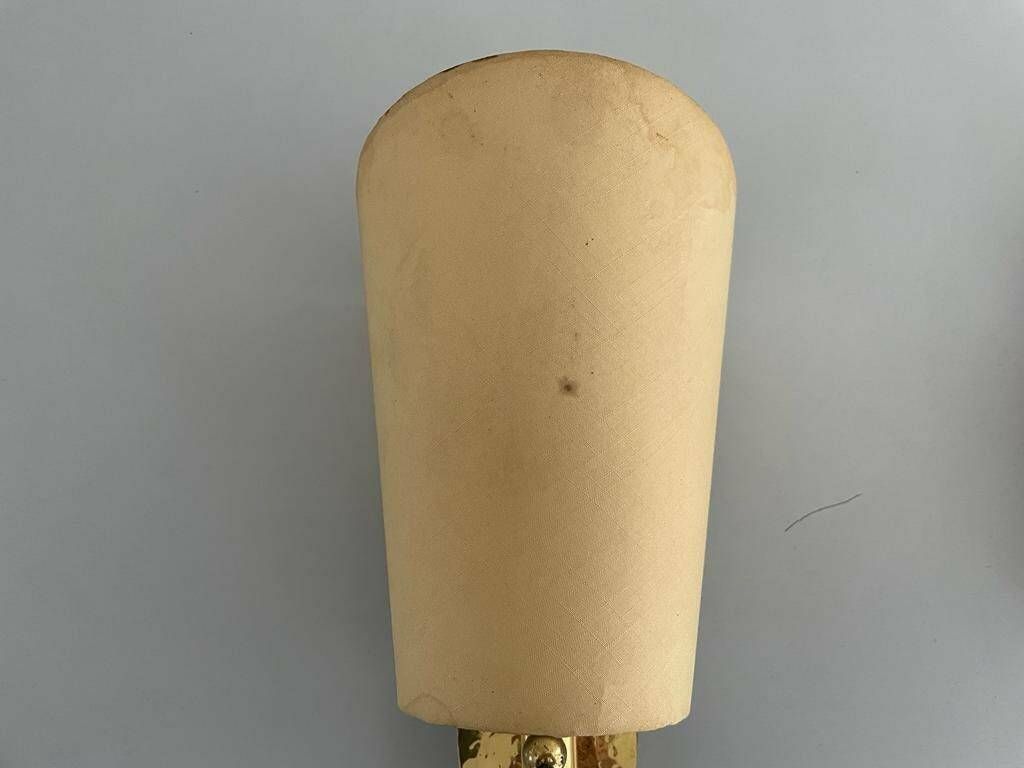 Orange And Yellow Fabric Shade Pair Of Sconces, 1950s, Germany photo vinterior