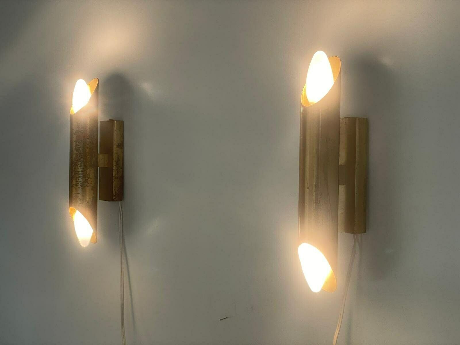 Mid Century Modern Italian Design Brass Pair Of Sconces With Patinas, 1960s, Italy photo furniture