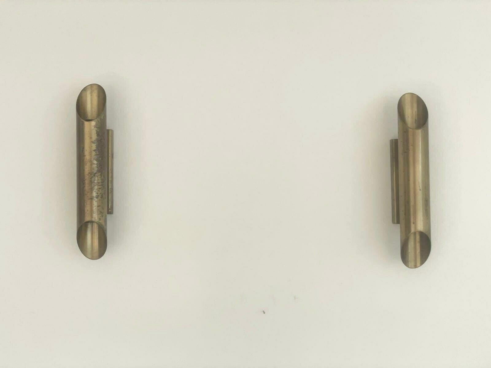 Mid Century Modern Italian Design Brass Pair Of Sconces With Patinas, 1960s, Italy photo Lighting