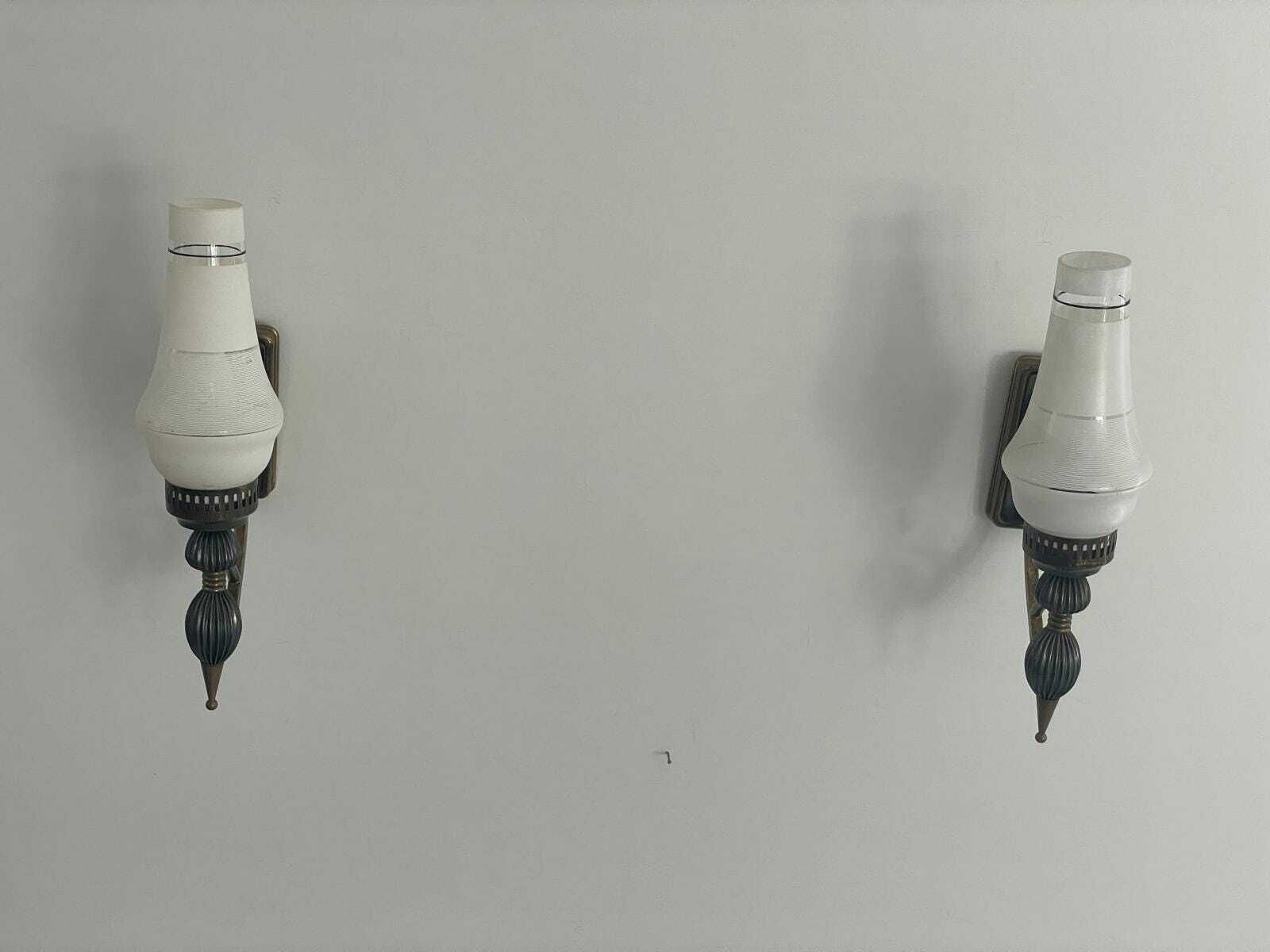 photo for sale Italian Glass And Black Metal Pair Of Sputnik Sconces, 1950s, Italy