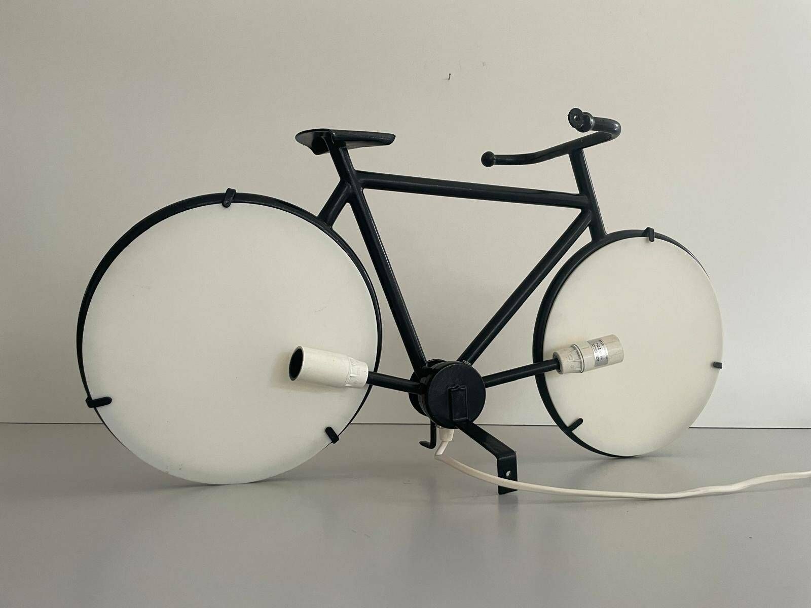 Lovely Black Metal Bicycle Table Or Wall Lamp By Zicoli Limbach, 1970s, Germany photo Lighting