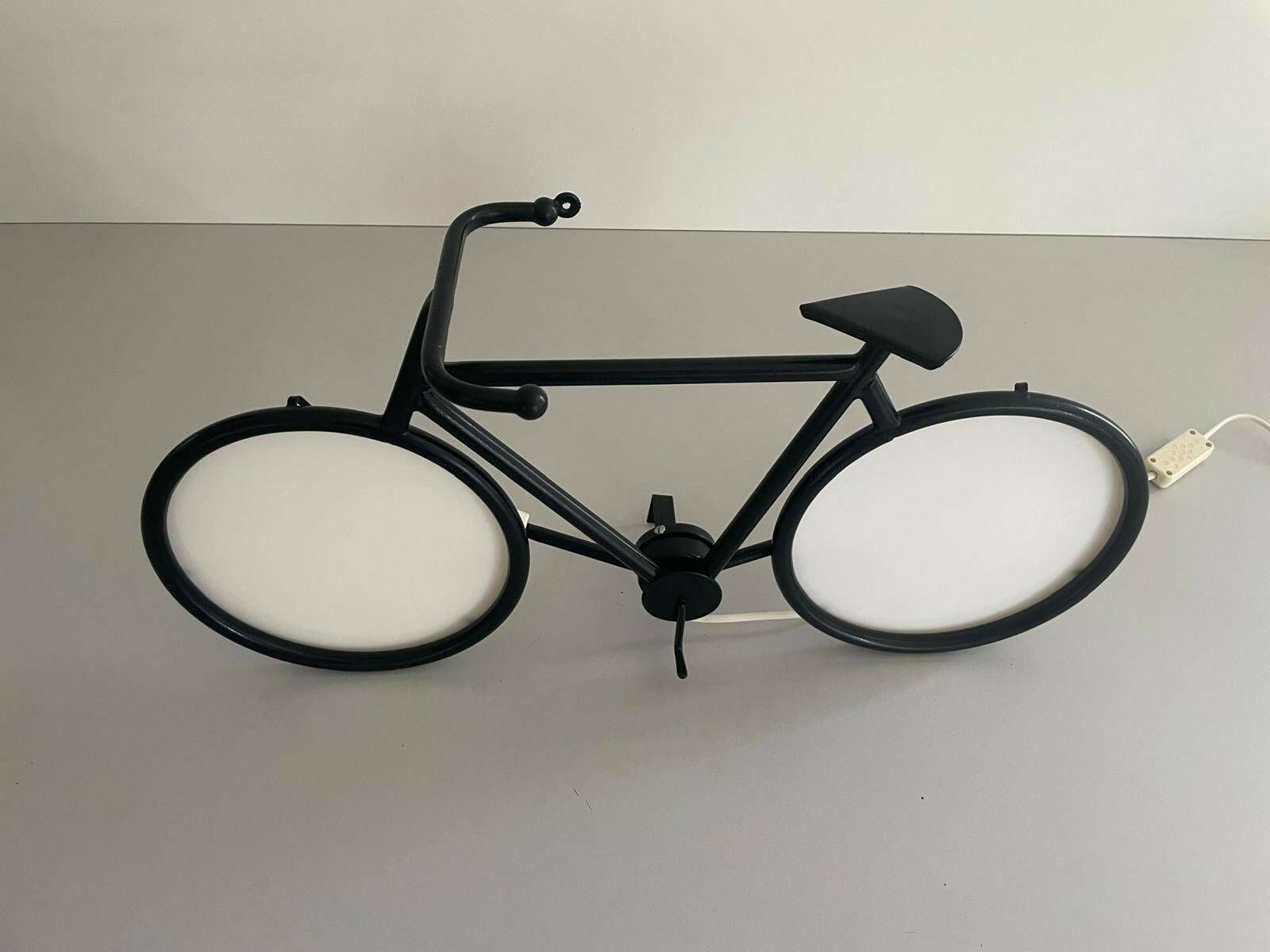 Lovely Black Metal Bicycle Table Or Wall Lamp By Zicoli Limbach, 1970s, Germany photo vintage