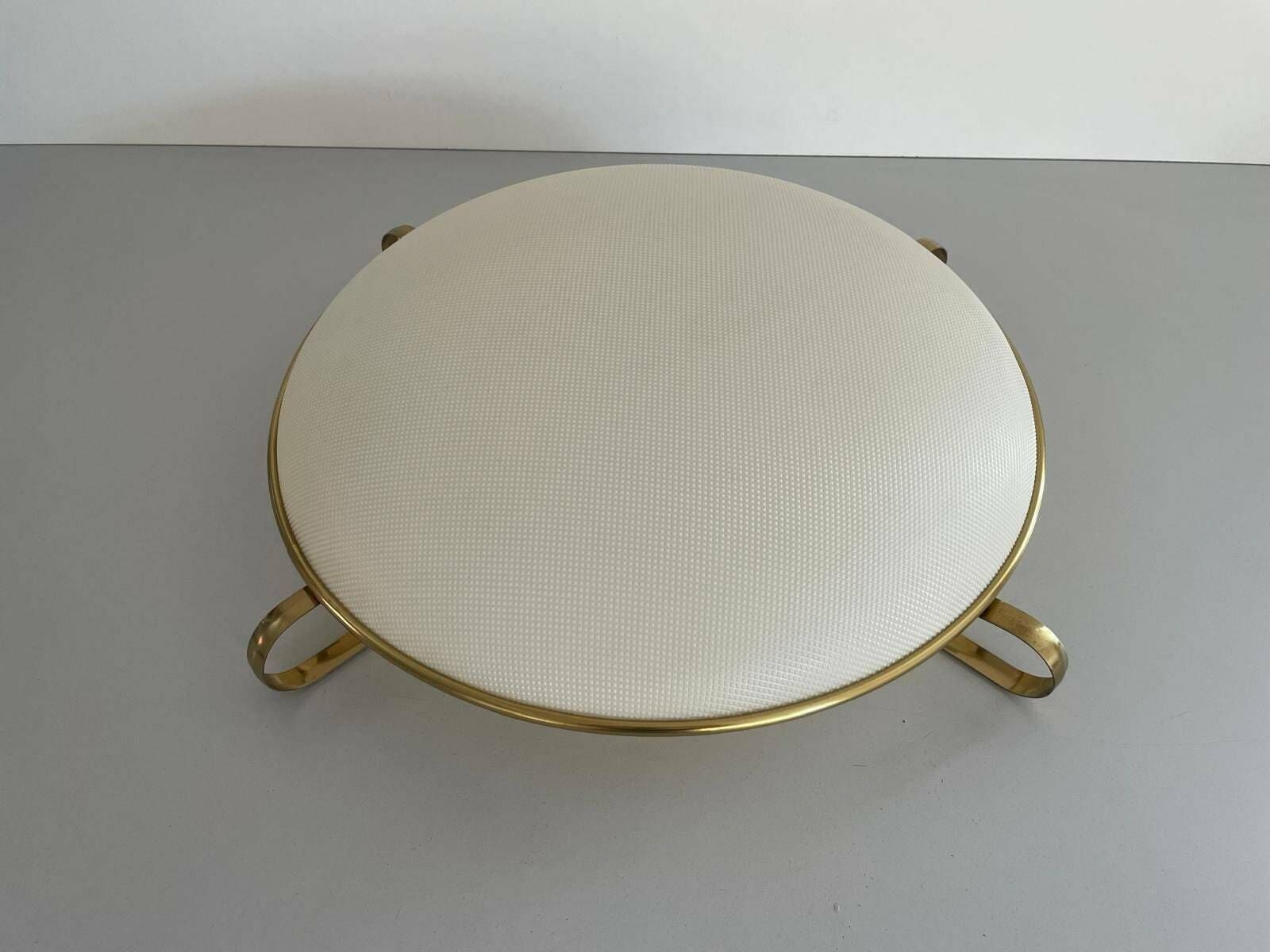 Erco Gold Metal Frame Beautiful Retro Shade Xl Ceiling Or Wall Lamp, 1950s, Germany