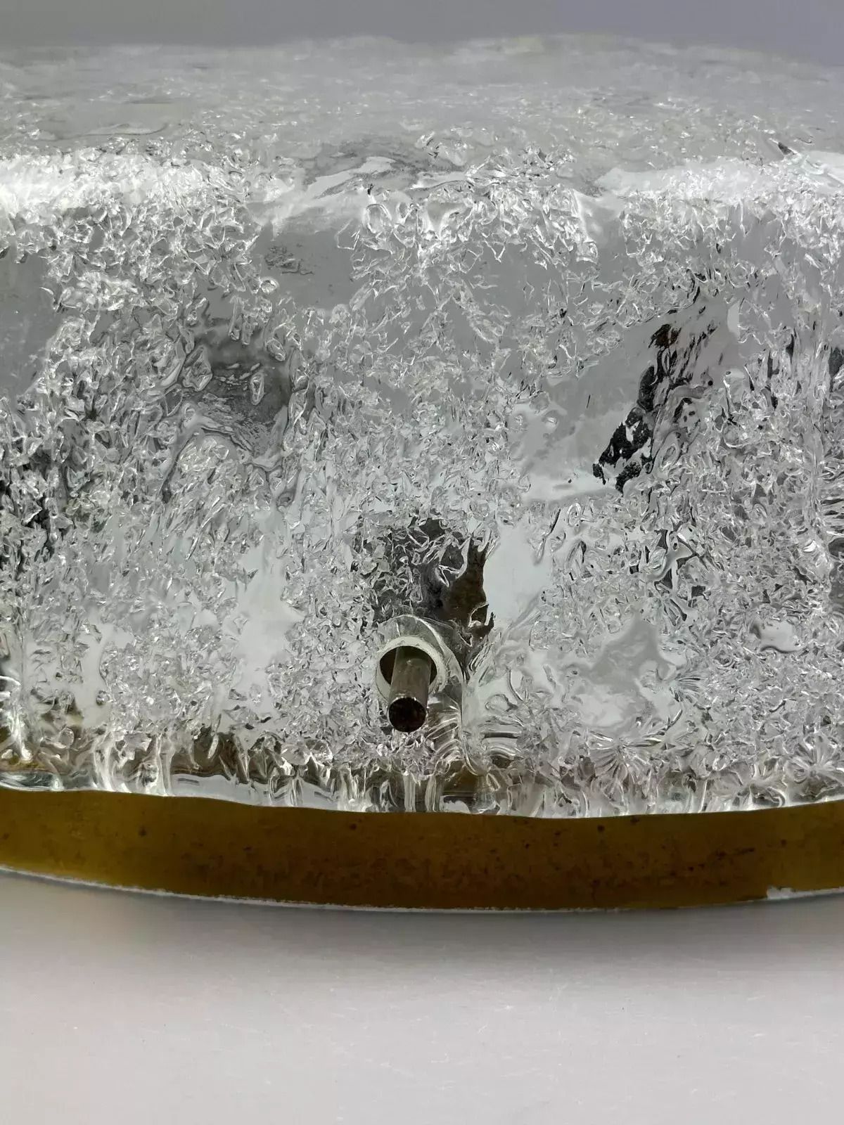 60er 70er Jahre Deckenlampe Plafoniere Flush Mount Ice Glas Hillebrand Germany photo vintage