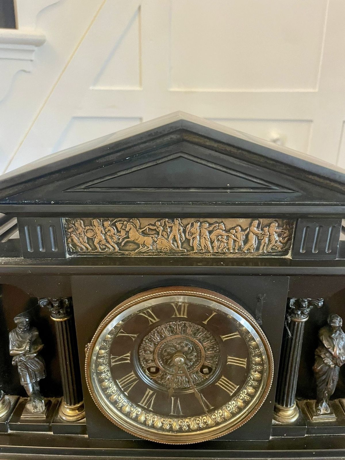 Superb Quality Antique 19th Century Marble Mantle Clock photo vintage