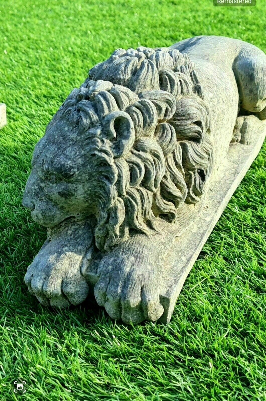 Vintage Pair Canova Lions English Stone Garden Ornament 0060. photo for sale