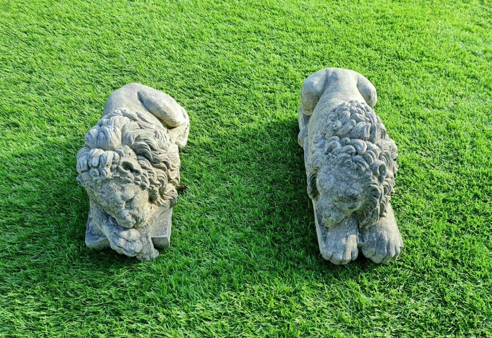 Vintage Pair Canova Lions English Stone Garden Ornament 0060. photo 85.0