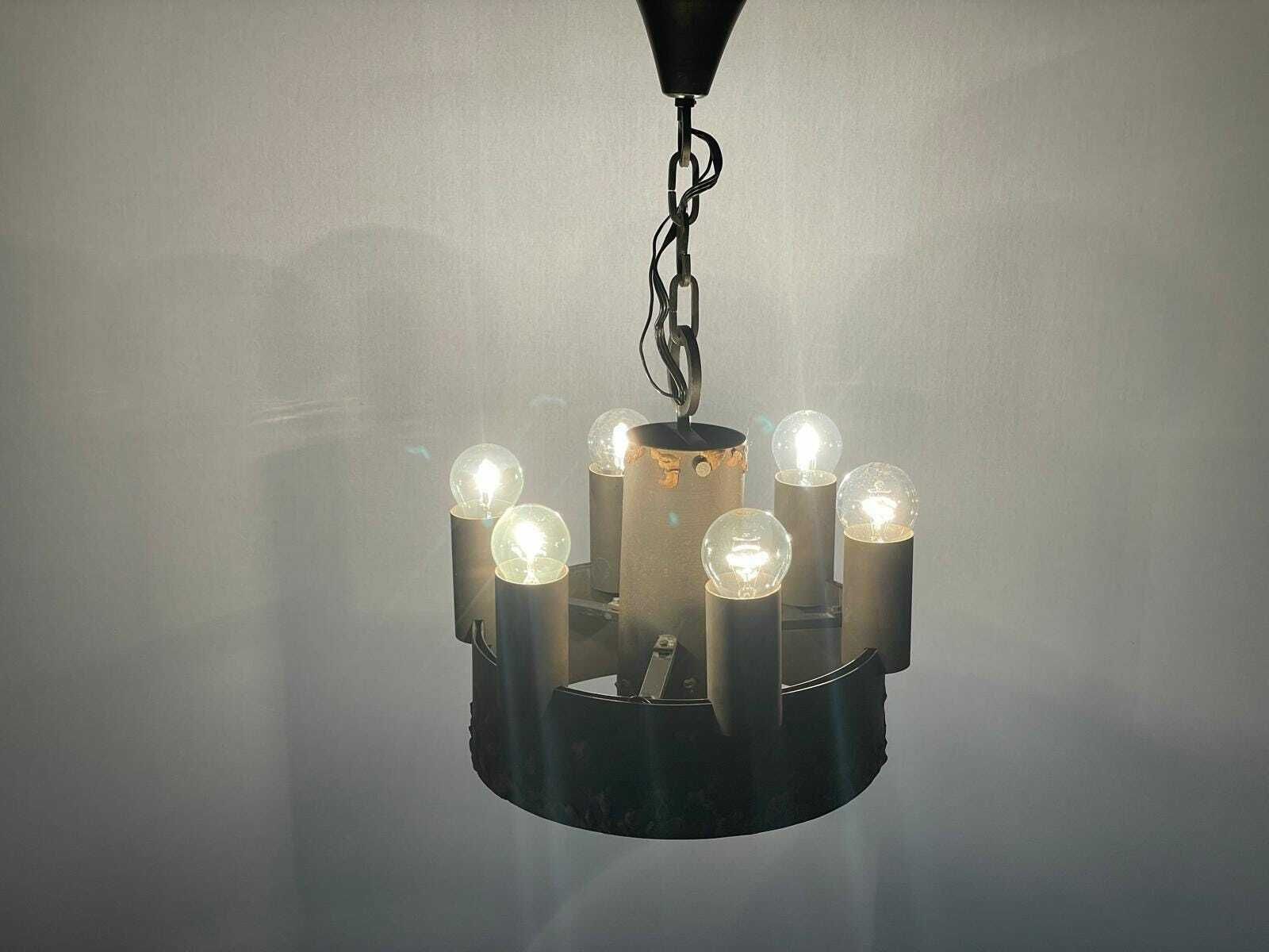 Cylindrical Brutalist Design Hanging Lamp With Chain Hanger, 1960s, Germany photo furniture