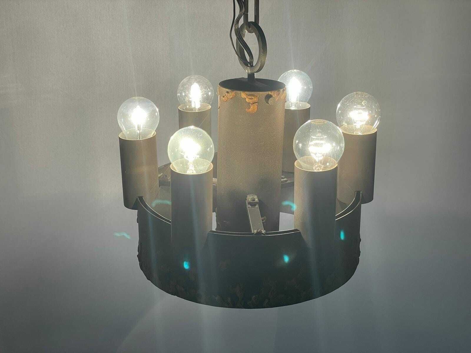 Cylindrical Brutalist Design Hanging Lamp With Chain Hanger, 1960s, Germany photo Lighting