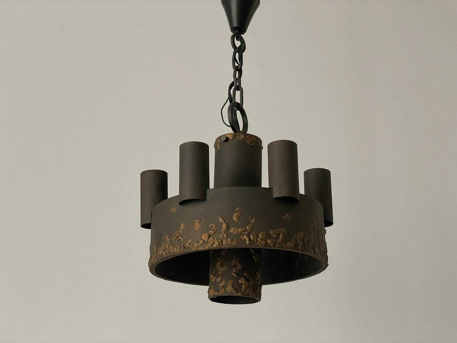 Cylindrical Brutalist Design Hanging Lamp With Chain Hanger, 1960s, Germany photo buy