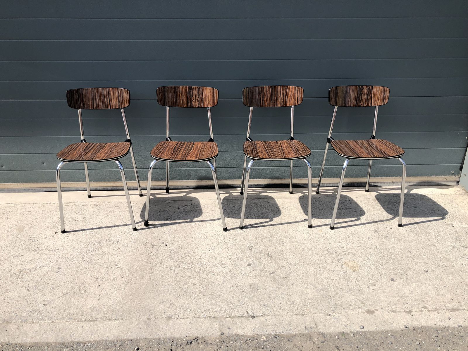 Furniture A Set Of Four Retro Formica Dining Chairs photo