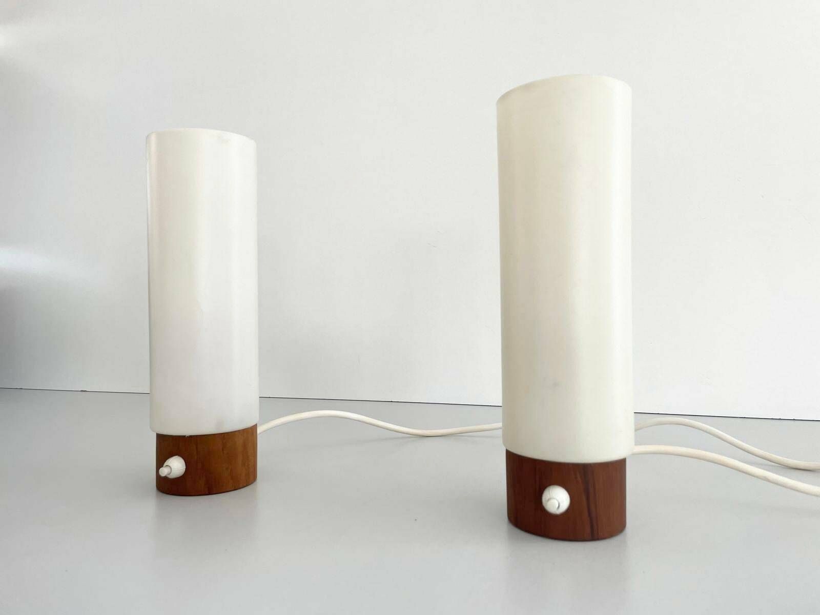 Plexiglass And Wood Pair Of Bedside Lamps, Germany, 1960s photo furniture