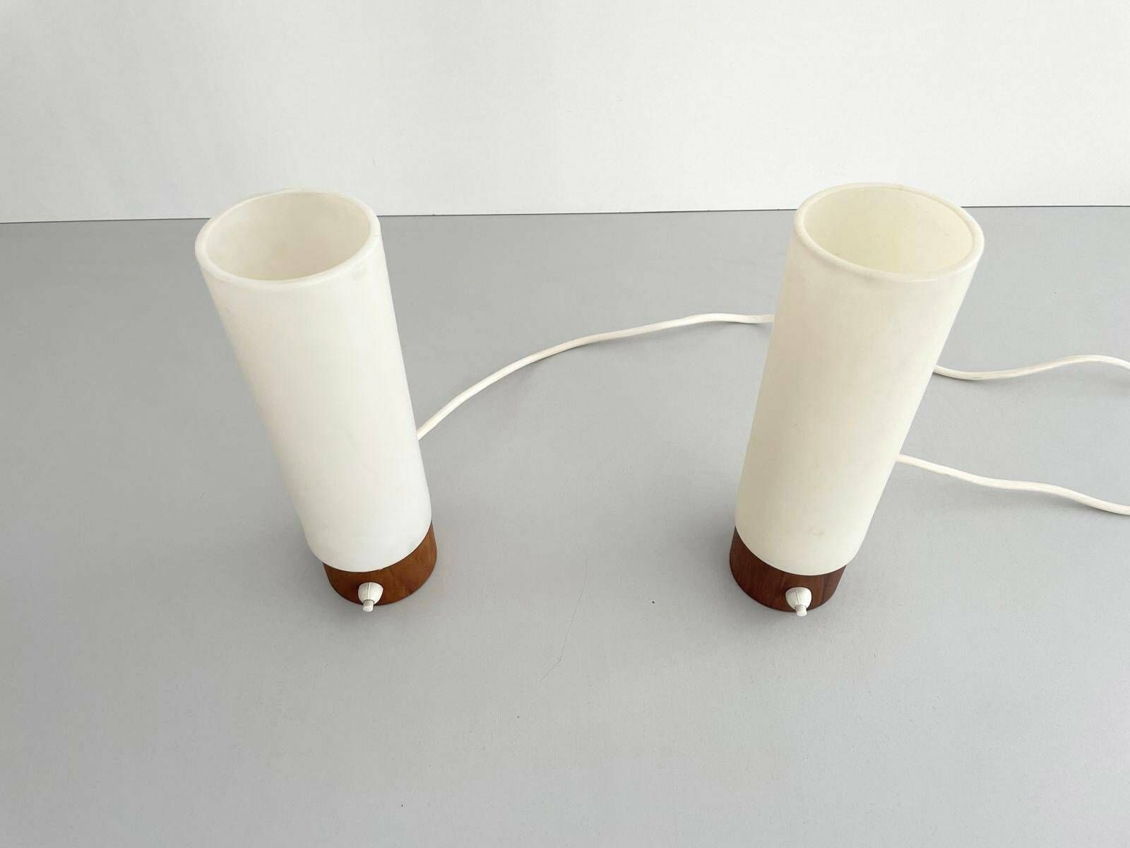 Plexiglass And Wood Pair Of Bedside Lamps, Germany, 1960s photo buy