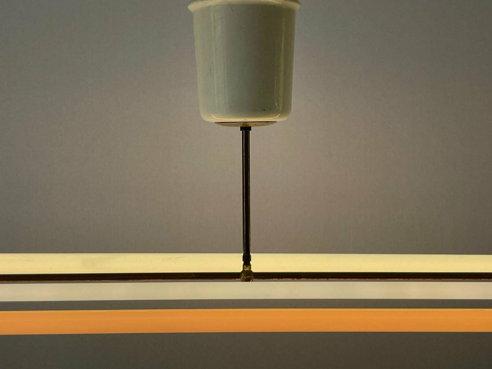 Art Deco Brass Industrial Ceiling Lamp By Kaiser & Co. With 3 Fluorescent Tubes, 1930s, Germany photo buy
