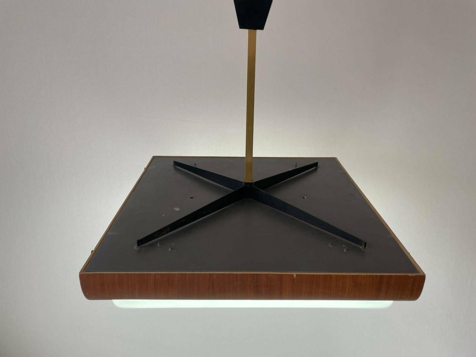 photo furniture Mid Century Modern Xxl Billiard Ceiling Lamp In Wood And Plexi, 40s/50s, Italy