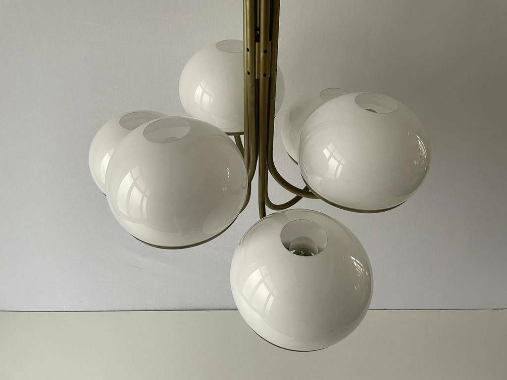 6 Acrylic Shade Chandelier By Arteluce, 1960s, Italy photo vinterior