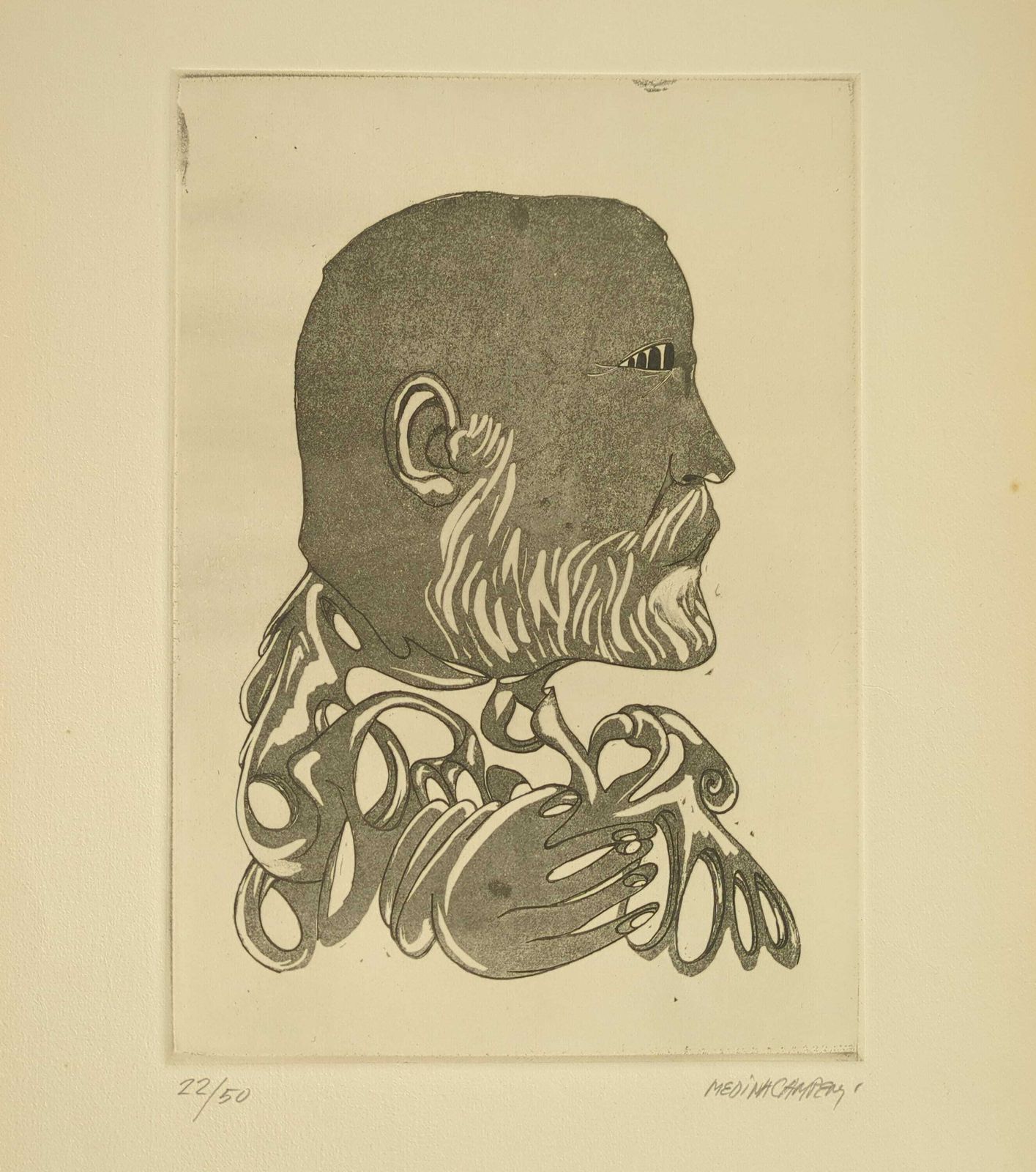 Vintage Signed Medina Campeny 1969 Etching Art Print, Signed And Numbered Catalan Art Engraving