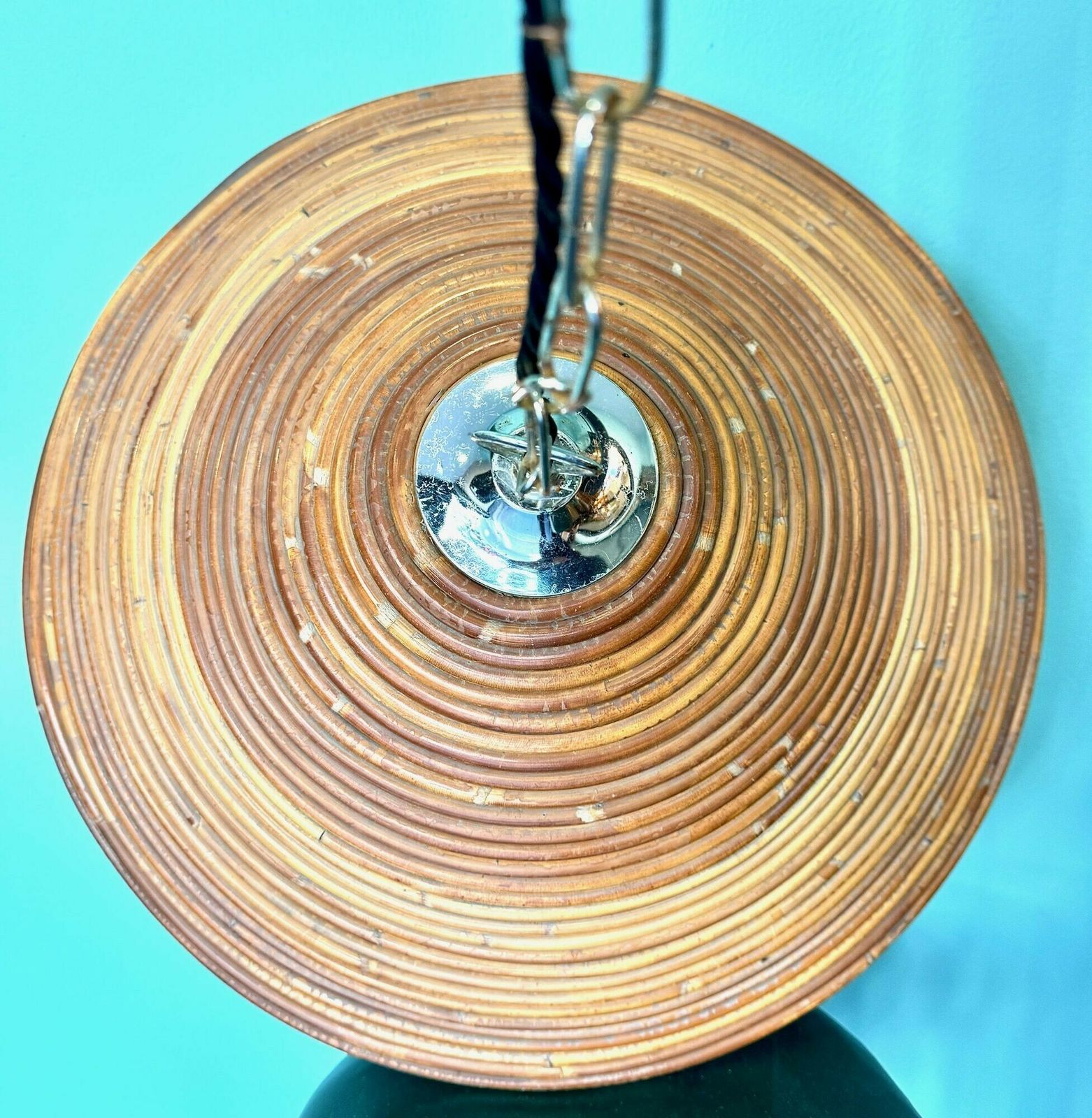 An Italian 1970s Pencil Reed Bamboo And Chrome Ceiling Lights photo for sale
