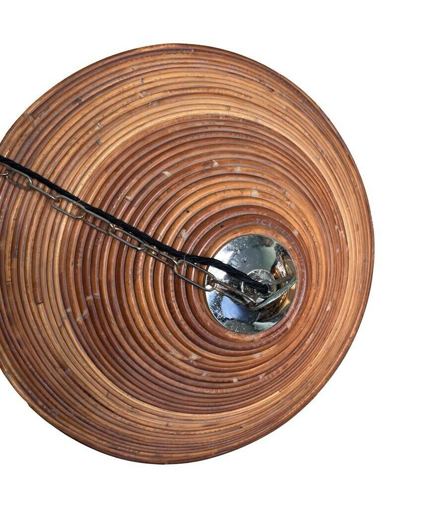 An Italian 1970s Pencil Reed Bamboo And Chrome Ceiling Lights photo Lighting