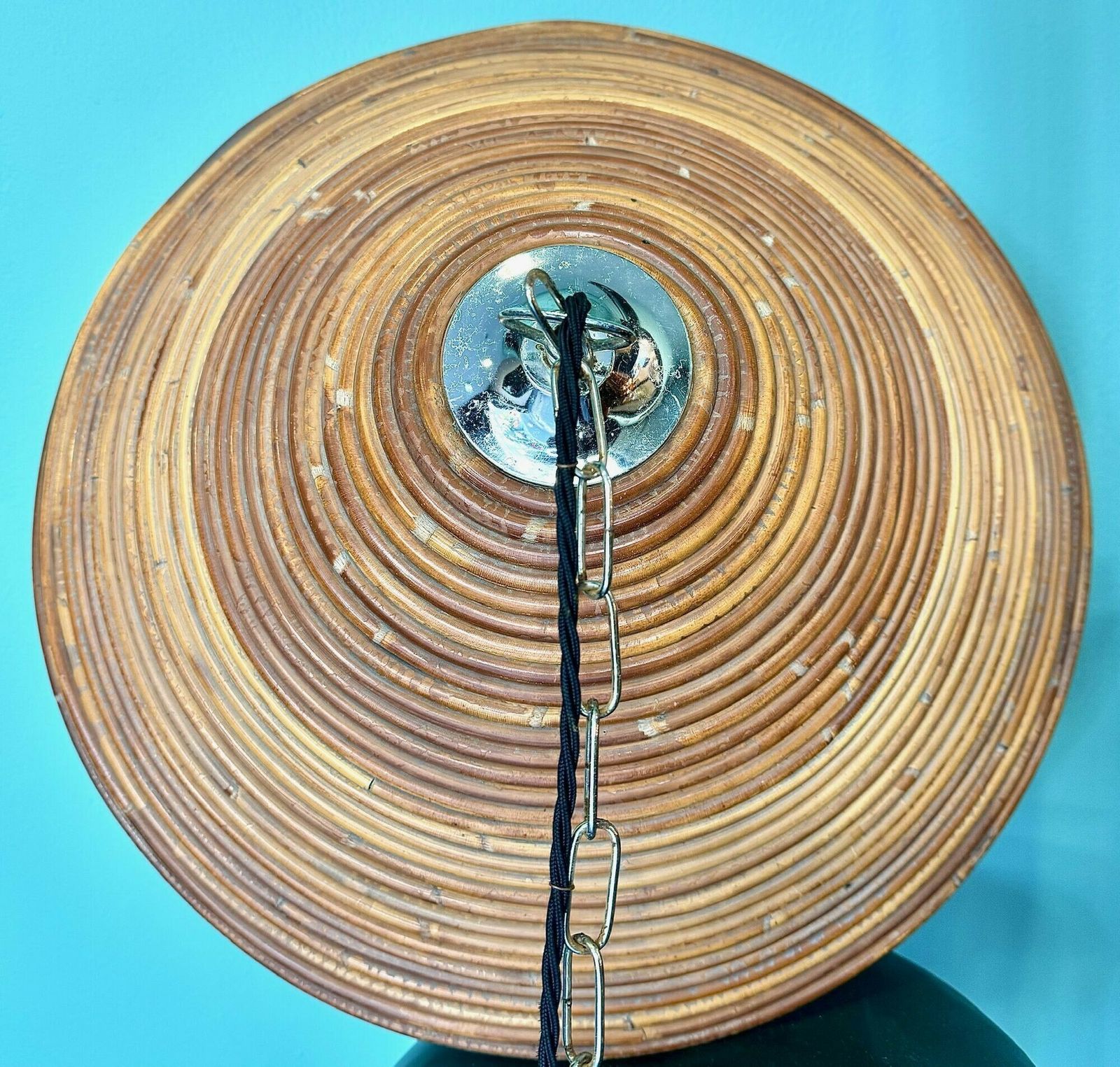 An Italian 1970s Pencil Reed Bamboo And Chrome Ceiling Lights photo vinterior