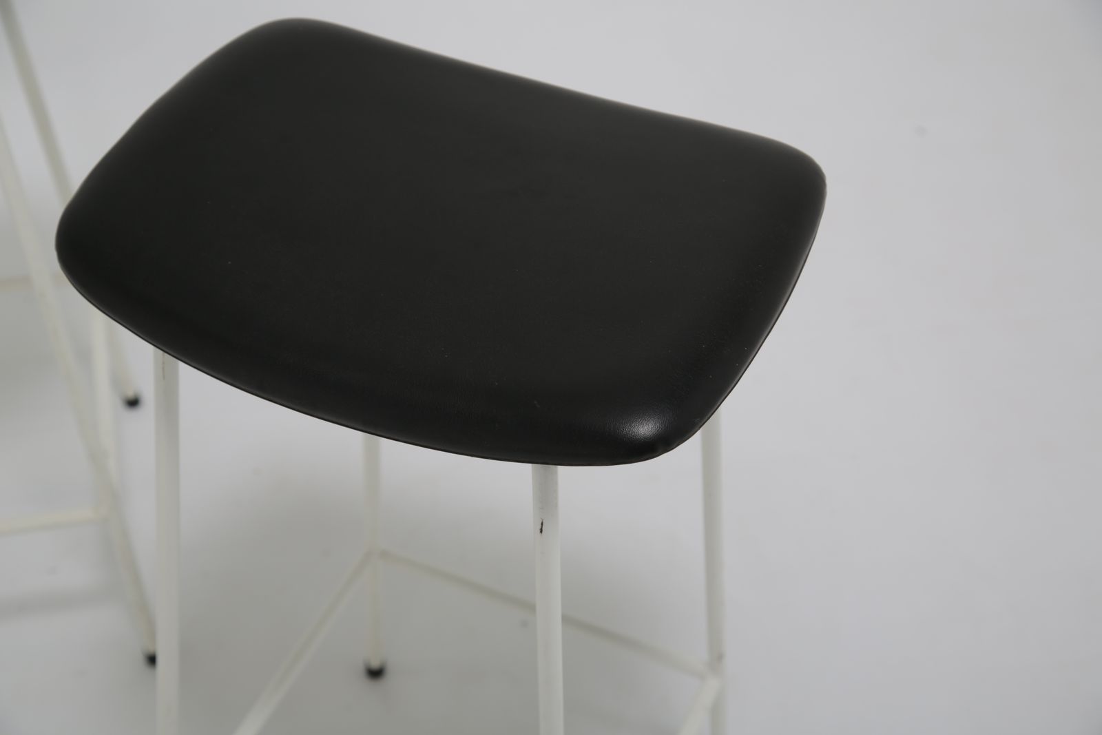 Vintage White Metal “Program” Bar Stools By Frank Guille, United Kingdom, 1950s. photo vintage