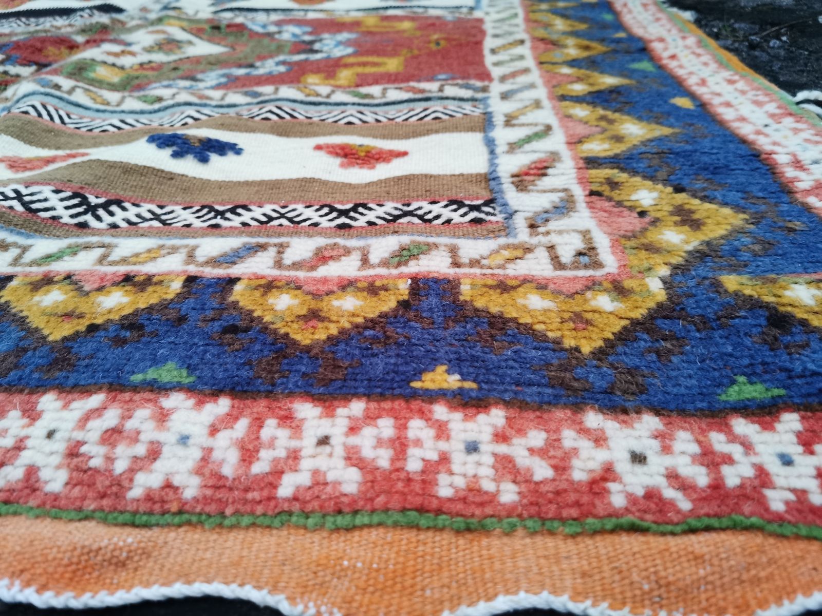 No Custom Fee/ Traditional Handmade Moroccan Berber Rug /Colourful Natural Dyes Camel Wool Carpet 8.5x4.5 Ft/ 260x140cm photo vintage