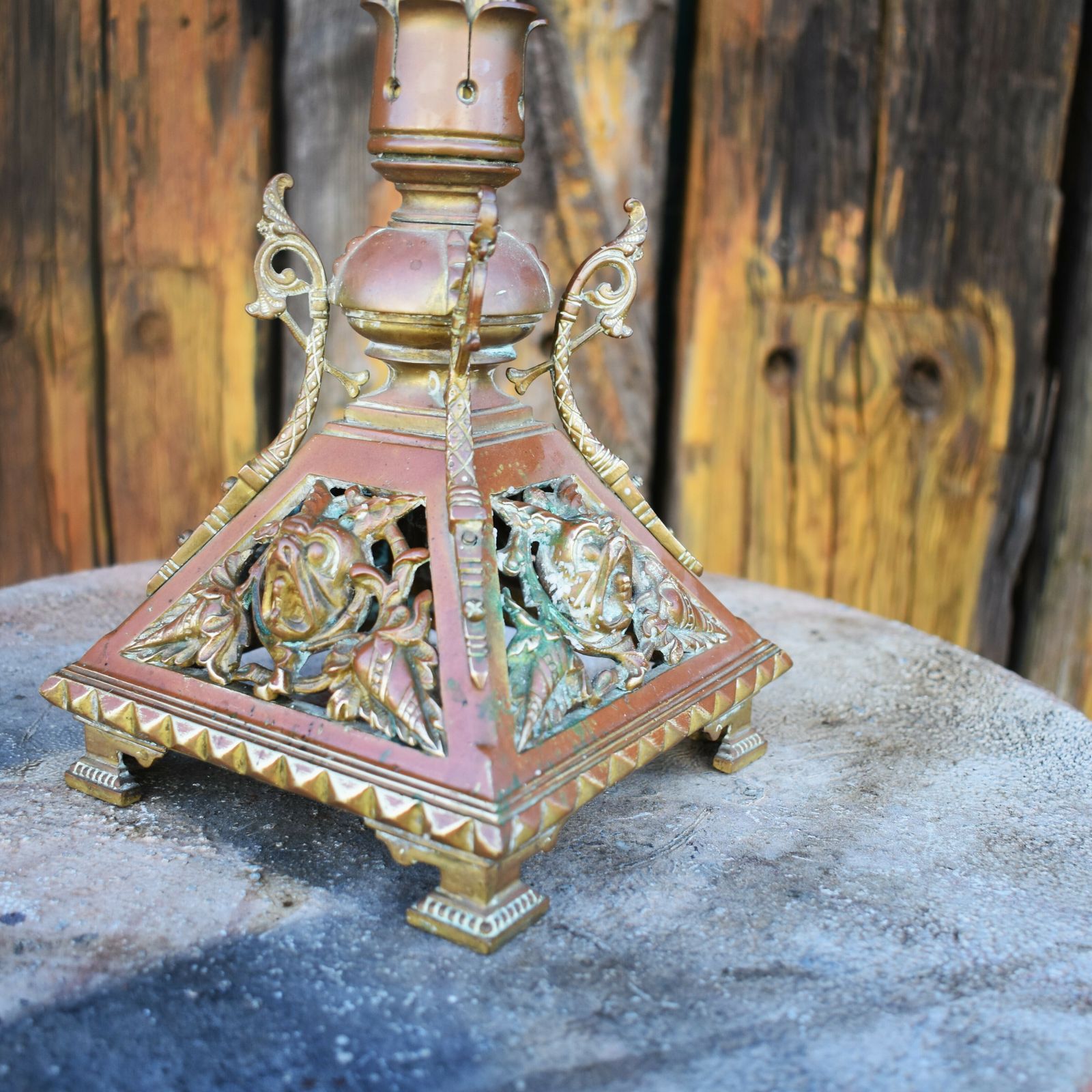 Home Decor Antique 19th Century Bronze Christopher Dresser Style Church Altar Candelabra photo