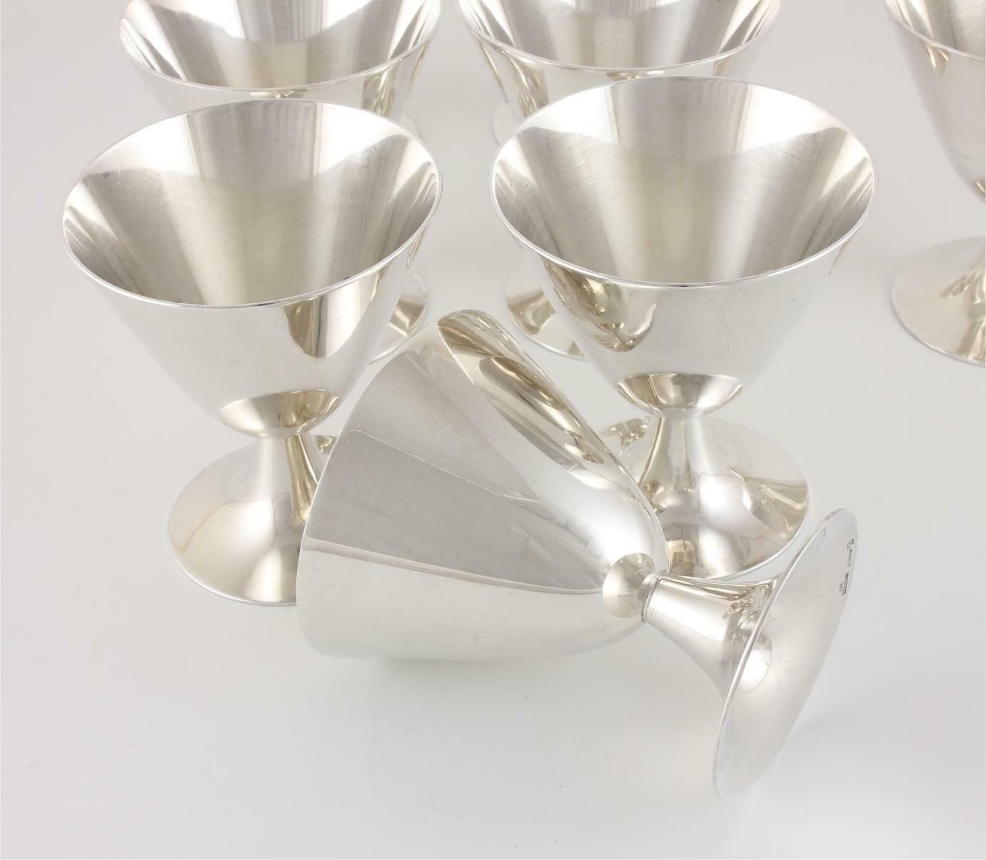 Christofle Silver Plate Art Deco Cocktail Shaker & 8 Goblet Glasses Set. photo buy
