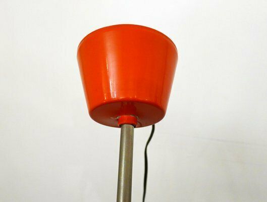 Vintage Space Age Pendant Light In Orange Wood & Opaline Lampshade, 1960s photo for sale
