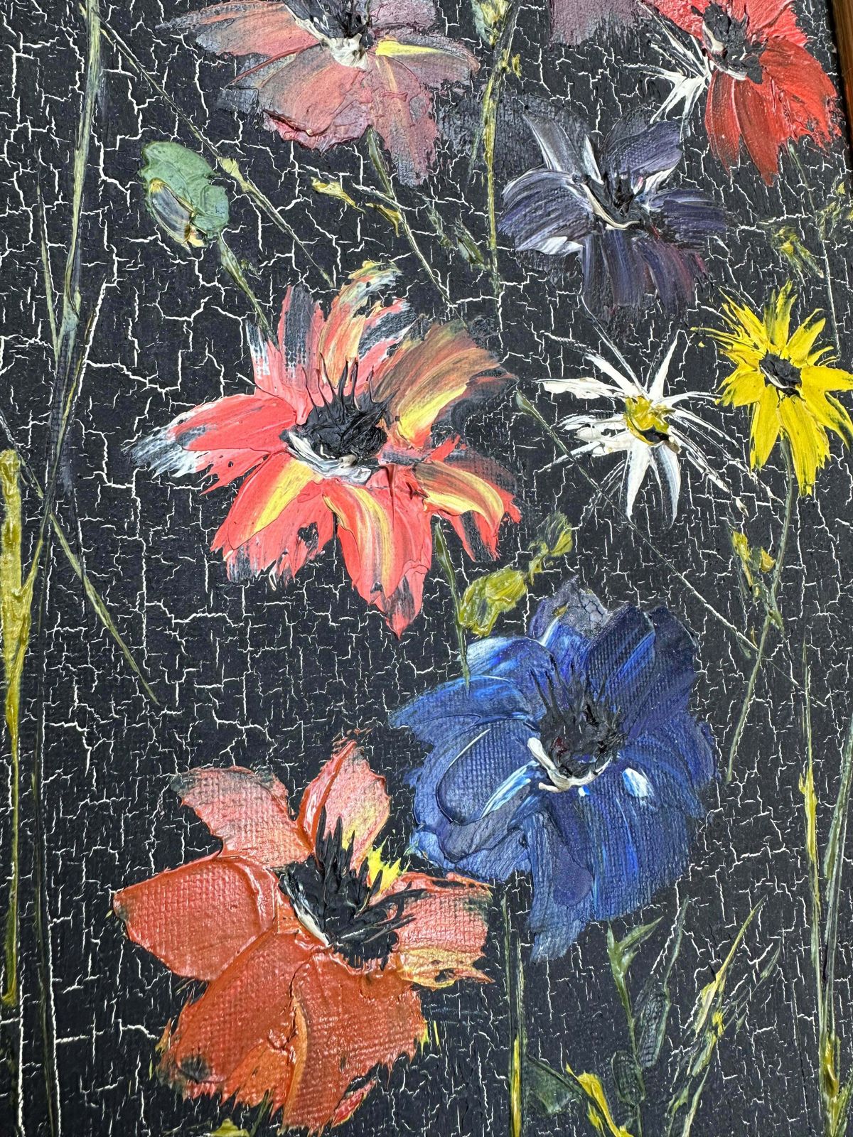 French Mid Century Floral Oil Painting 1965 Signed & Framed photo Art