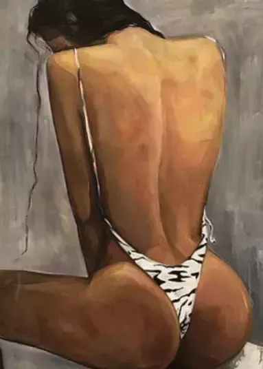 Meryem Tayganskaya, Nude Painting, Oil On Canvas, 21st Century photo furniture