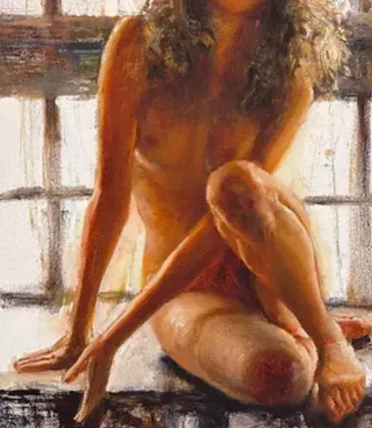 Giclée Print On Canvas, Nude In The Front Of The Window, 2023, By Kartashov Andrey, Russia, 21st Century. 1 Of 50 Limited Prints. photo furniture