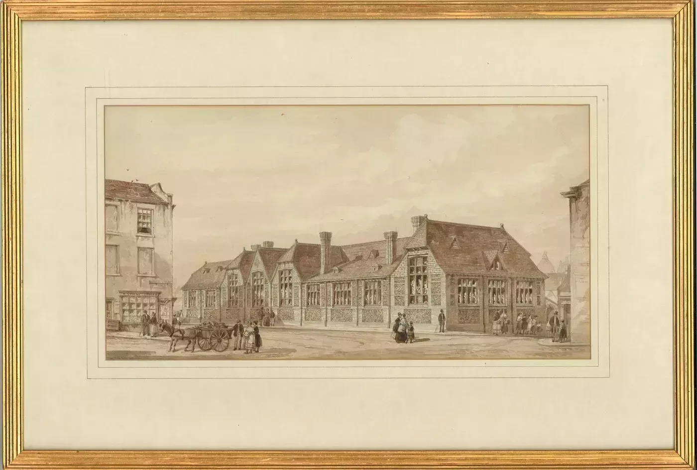 Framed Late 19th Century Watercolour   Victorian Street Scene