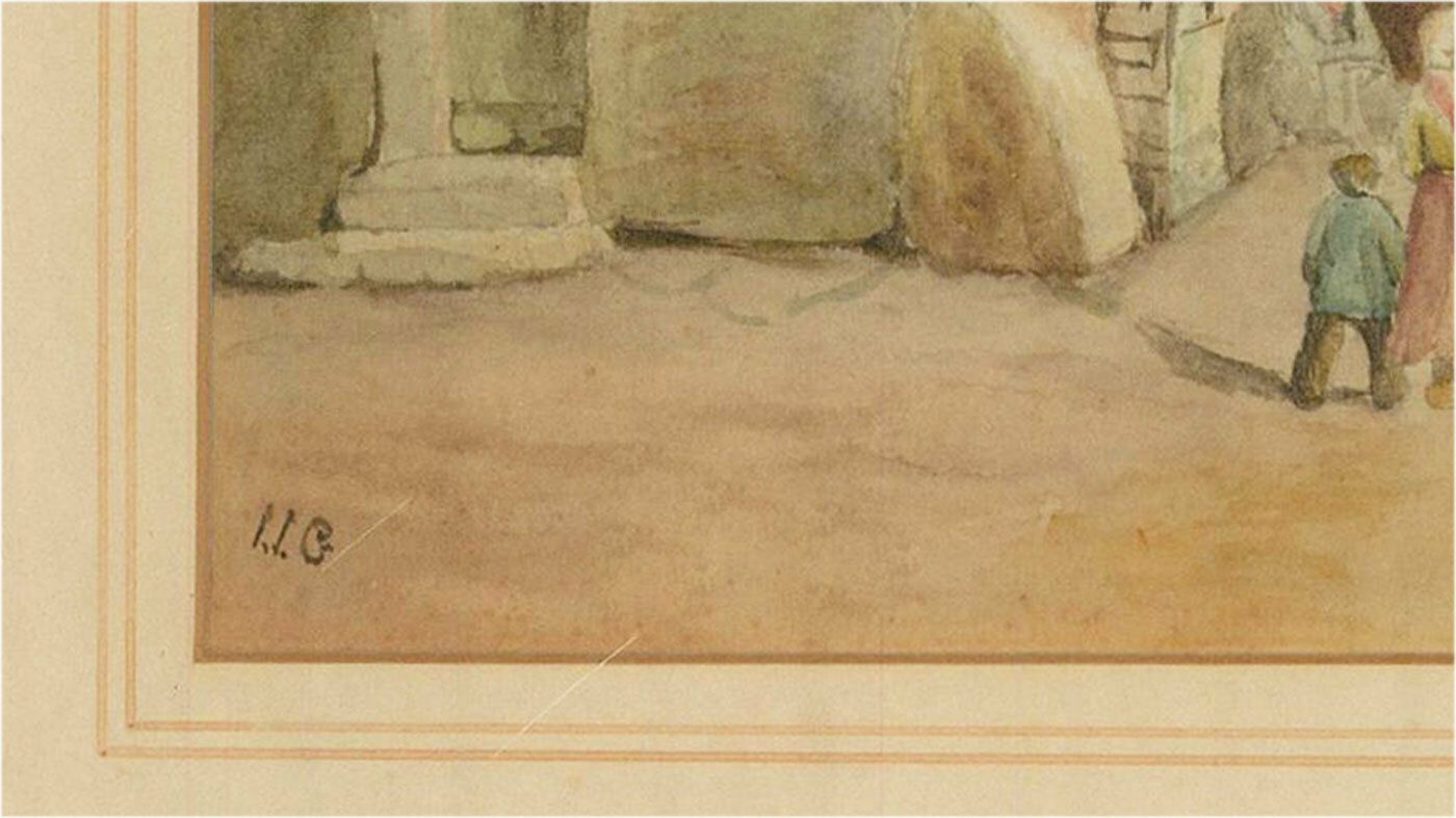 I. I. G   Late 19th Century Watercolour, Continental Street Scene photo Art
