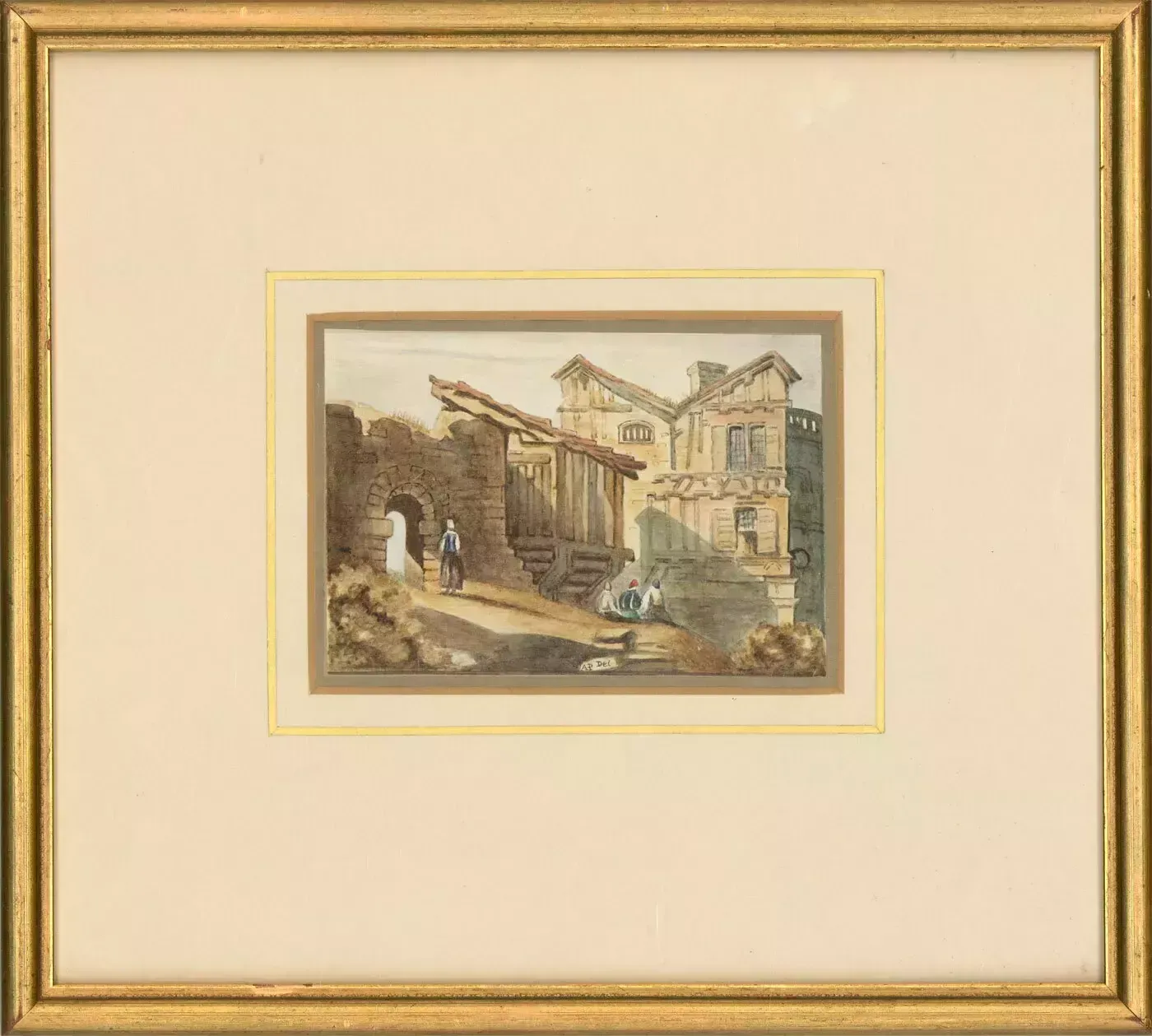 A. P. Del   Signed & Framed Early 20th Century Watercolour, Rustic Street