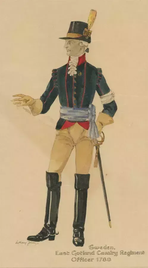 Military Uniform Studies  Early 20th Century Watercolour Swedish Officer photo for sale