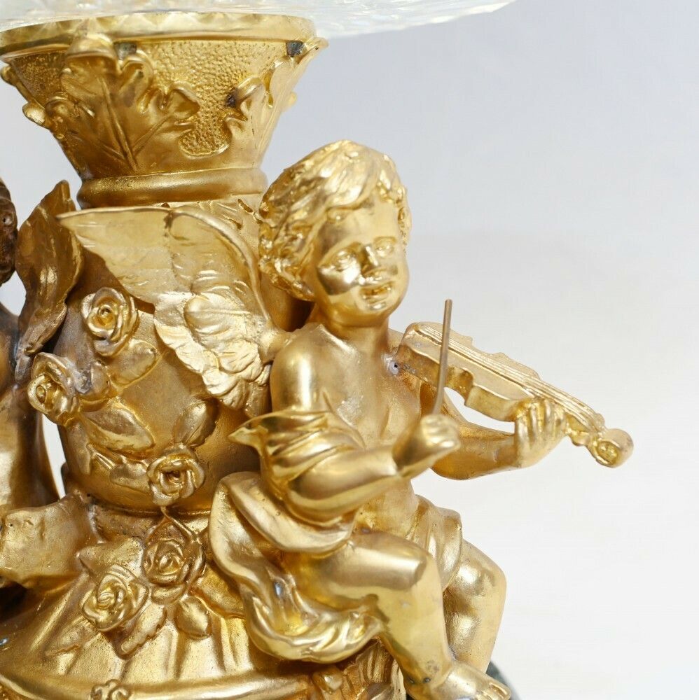 Pair Empire Candelabras Rock Crystal Gilt Candles photo buy