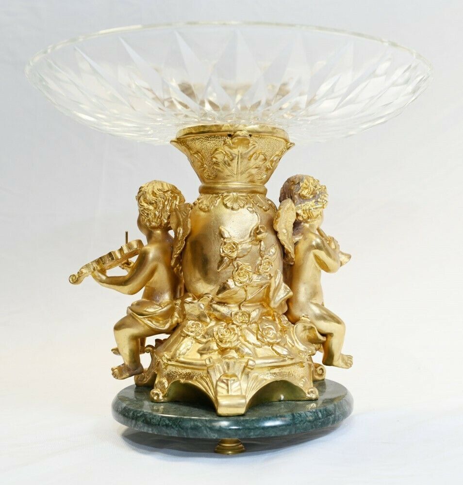 Pair Empire Candelabras Rock Crystal Gilt Candles photo vintage