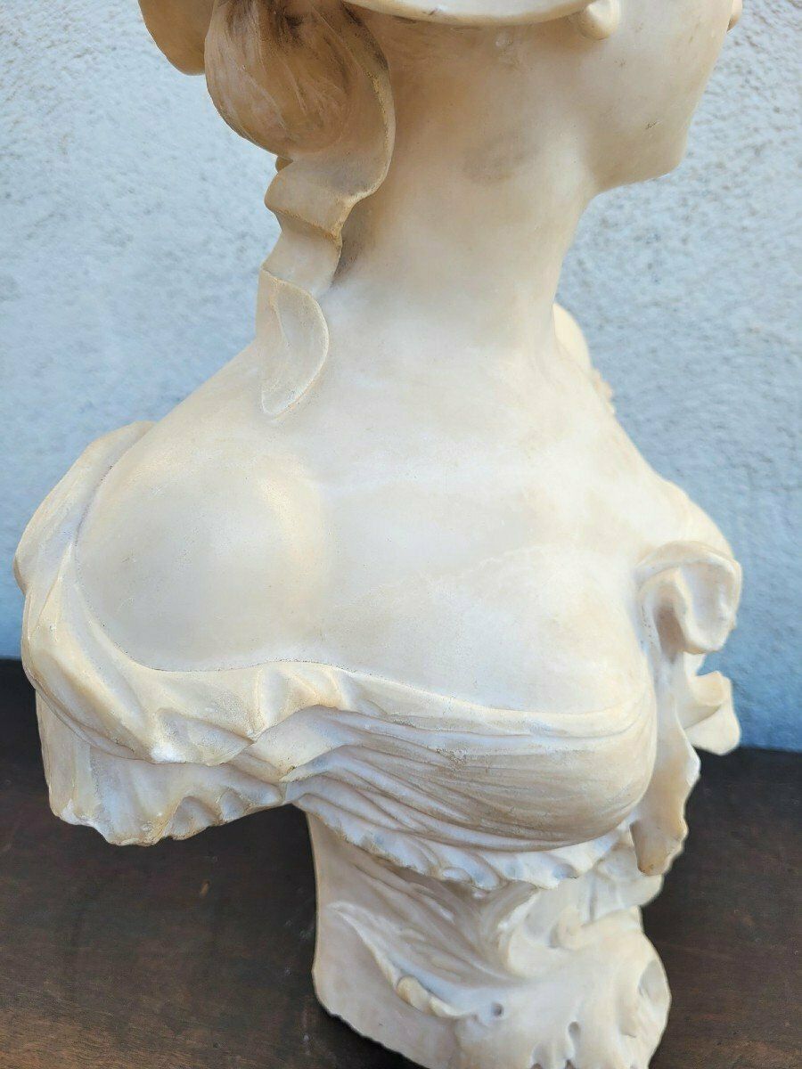 1900.0 Ant Nelson, Bust Of A Woman, Alabaster, Late 19th Century photo