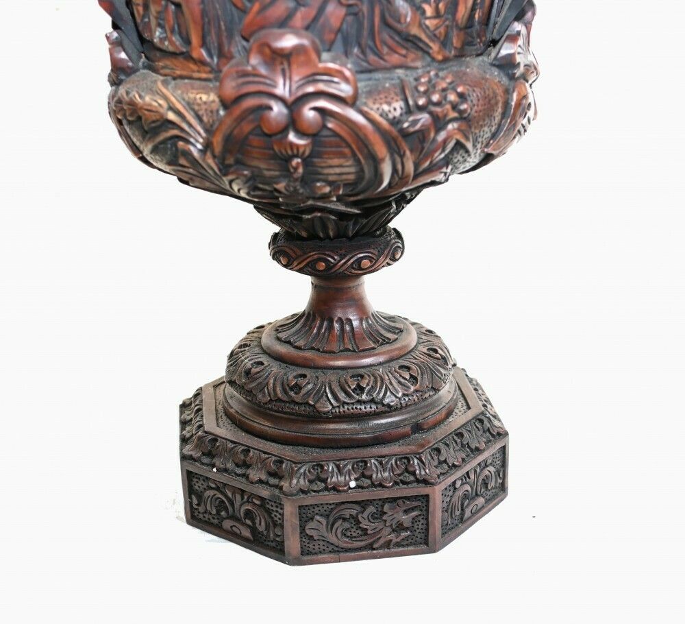 Pair Monumental Carved Italian Urns Campana Grand Tour Planters photo furniture